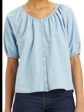 Levi's Sz Medium Leanne Blouse Botton Down Peasant Cottagecore Simple Classy
